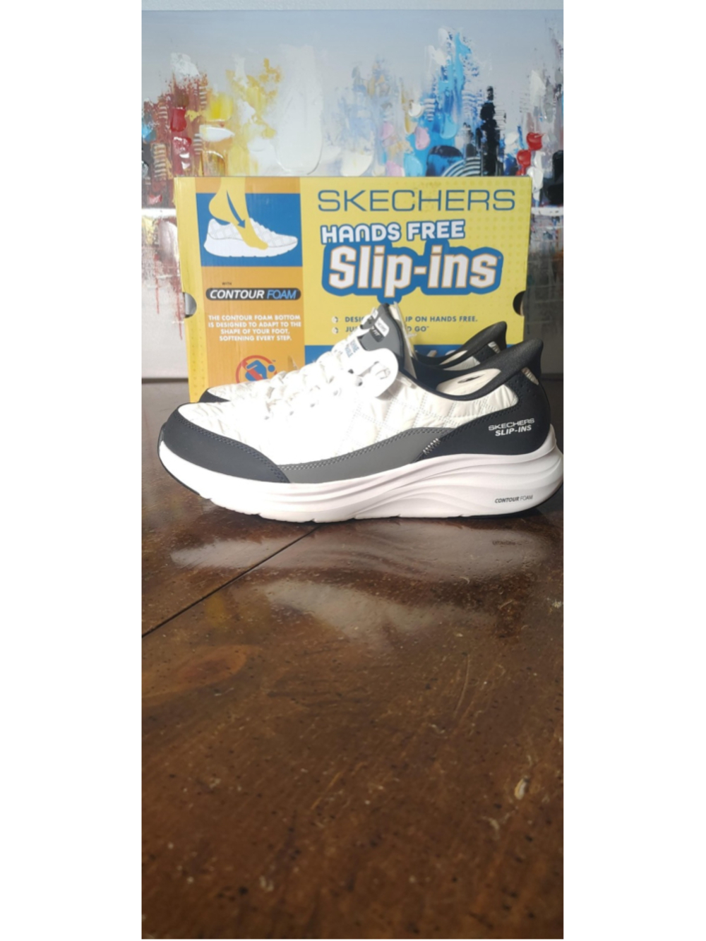Skechers Women’s White & Gray Slip-Ins Athletic Sneakers